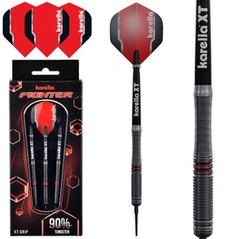 Karella Softdart Fighter 90% Tungsten Soft Darts, 20 g, for Electronic Dartboard, 2BA Thread, 3 Darts with Plastic Tip, Dart Machine, Tungsten, Professional Type with Flight and Shaft