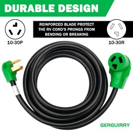 Gerguirry 15 Ft 3 Prong Dryer Extension Cord, 30 Amp NEMA 10-30P to 10-30R, for Dryer/RV/EV Charging, 250V 10-Gauge, Weatherproof & ETL Listed