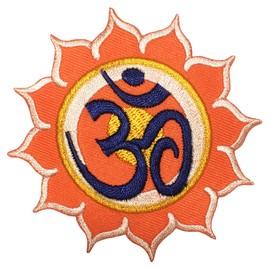Papapatch Aum Om Sun Flower Hindu Hindi Hinduism Yoga Indian Costume DIY Applique Embroidered Sew on Iron on Patch - Orange (IRON-AUM-SUN-ORANGE)