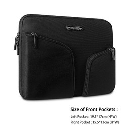 DOMISO 14" Waterproof Laptop Sleeve Canvas with Back Handle for 14 Inch Laptops/Apple/Lenovo ThinkPad IdeaPad/Acer Swift 3 Aspire 1 / HP Pavilion 14 Stream 14 / Dell/ASUS/MSI, Black