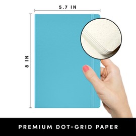 PAPERAGE Bullet Style Journal Kit, Dotted Journaling Set & Stationary Kit, Hardcover Dotted Journal Notebook (Sky Blue), 12 Fineliner Pens, 8 Sticker & 4 Stencil Sheets, 6 Washi Tapes & Creative Guide