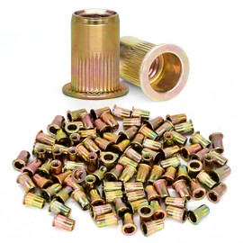 Trivd Frol 100Pcs 1/4"-20 UNC Rivet Nuts, Zinc Plated Carbon Steel Threaded Rivet Insert Nutsert Rivnuts Kit