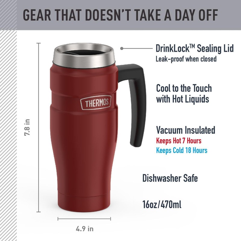 THERMOS Stainless King Taza de viaje aislada al aspiradora, 16