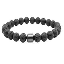 MADIOLA Pulsera con Hematita magnetica, Piedras Naturales Howlita, Turquesa, Piedra volcanica, Obsidiana y Ojo de Tigre. Ajustables Hombre Mujer