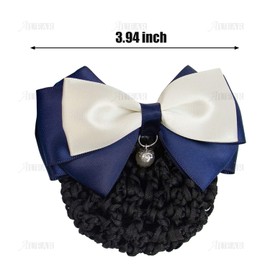 AUEAR, 4 Pcs Satin Hair Bow with Snood Net Barrette Bowknot Hair Clip Bun Cover Hairnets for Women