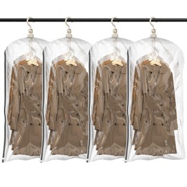 TAILI Hanging Vacuum Storage Bags for Clothes, 4 Packs (105×70 cm), Vacuum Coat Bags for Suits, Jackets or Dresses, Closet Organizer Space Saver Vacuum Bags for Kids