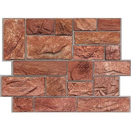 Sample. Retro-Art 3D Wall Panels, Stacked Natural Limestone in Sawn Natural Red, PVC, 7" x 10" 567CR