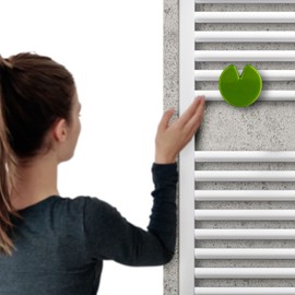 Letshelter Ceramic towel hook and decoration for radiators in the shape of a green lily leaf for bathroom radiators, handmade in Italy - mounted directly on the radiator