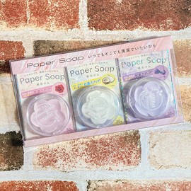 Q-FLA 799686 Soap Paper Soap, Set of 3, B, Rose, Coconut, Lavender, Mixed for Travel, Business Trips, Hand Wash, Hand Soap