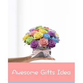 BAZIMA ALICE DIY Felt Flower Art Craft Kit - Colorful Roses Pot Bonsai Kit, 20 Pre-Cut Felt Roses, Beginner Floral Gifts