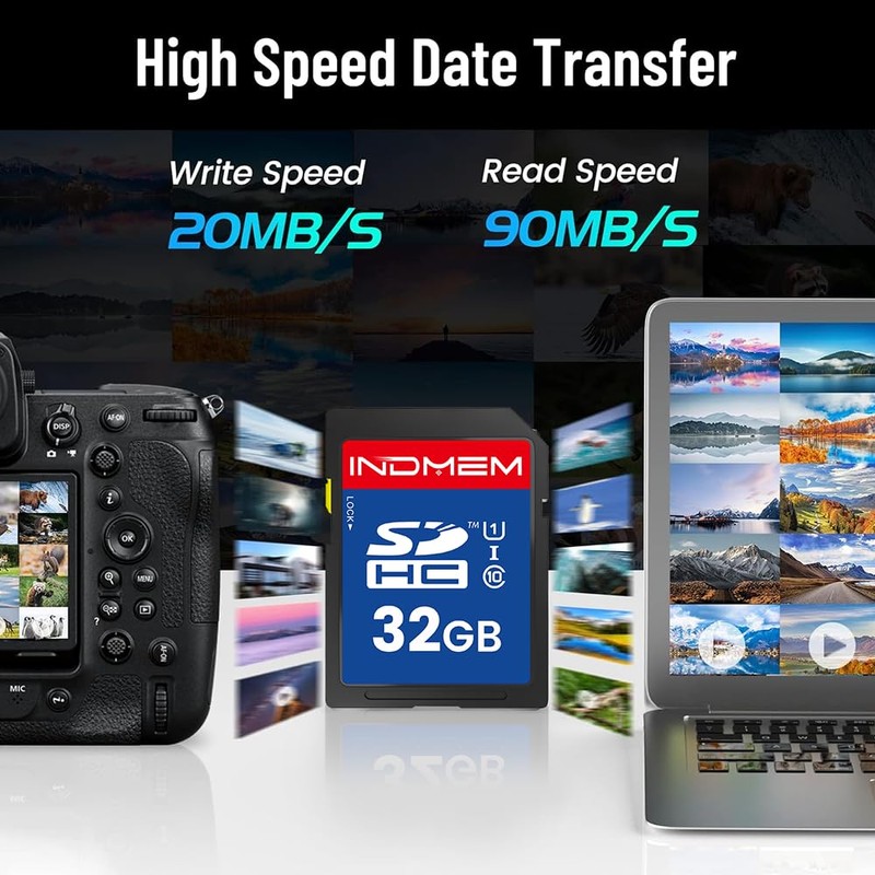 32GB SD Card, C10 SDHC UHS-I Memory Cards U1 Class