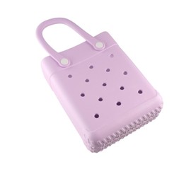 zaoalife Waterproof EVA Handbag Square Hole Bag, Portable Beach Tote Bag Small Charms Crossbody Tote Bag, Purple, as show