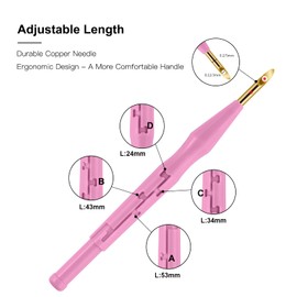 Punch Needle Kit Tool, 21 Pieces Embroidery Kit Adjustable Yarn Punch Needle, Including Needle Threaders, Punch Needle Cloth, Big Eye Needles, for DIY Embroidery Crafting, Cross Stitching Beginners (Pink)