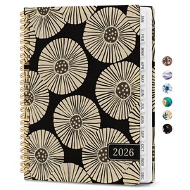 2026 Planner, Weekly and Monthly Planner for Women, January 2026 - December 2026, Hardcover 2026 Calendar Planner Book with Tabs, Inner Pocket, Spiral Bound, Perfect for Office Home School Supplies - A5 (6.3" x 8.5"), Petal Art