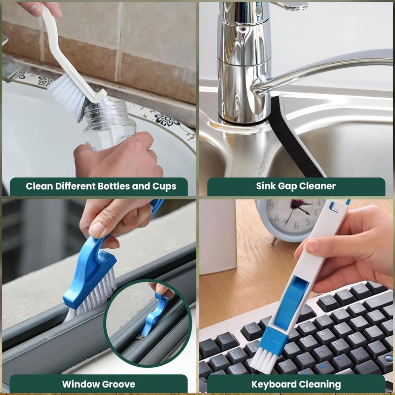 14 Pcs Crevice Cleaning Brush Set – Hard Bristle Cleaning