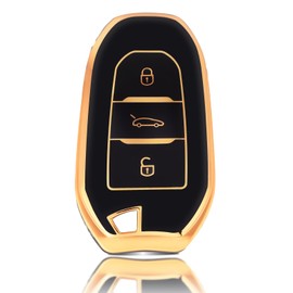 OFFCURVE Car key case, key cover, key case, protective cover, 3 buttons, fits Peugeot 3008 5008 208 308 408 508 307 Citroen C1 C3 C4 C5 Grand Picasso DS3 DS5 Cactus C3XR