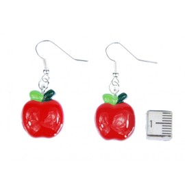 Miniblings Apple Earrings Pendant Food Fruit Apple Tree Resin Handmade Fashion Jewellery I Earrings Earrings Silver-Plated, Cotton, No Gemstone