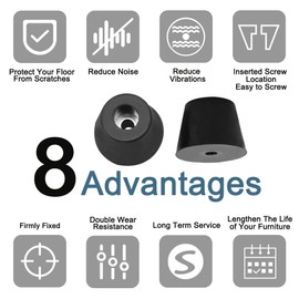 sourcing map Pack of 9 Chair Leg Caps Rubber Feet Bumper Buffer Feet Furniture Non-Slip with Metal Disc Diameter 17 x 13 x Height 13 mm