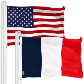 G128 Combo Pack: USA American Flag & Navy Blue NEW France French Flag 3x5 feet