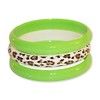 3 Pack Bangles w/Cheetah Print 80s Style Bracelets (Neon Green)