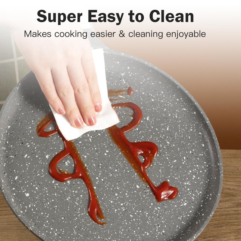 BOUFEIDA Crepe Pan, Crepe Pan 24 cm with Swiss Granite
