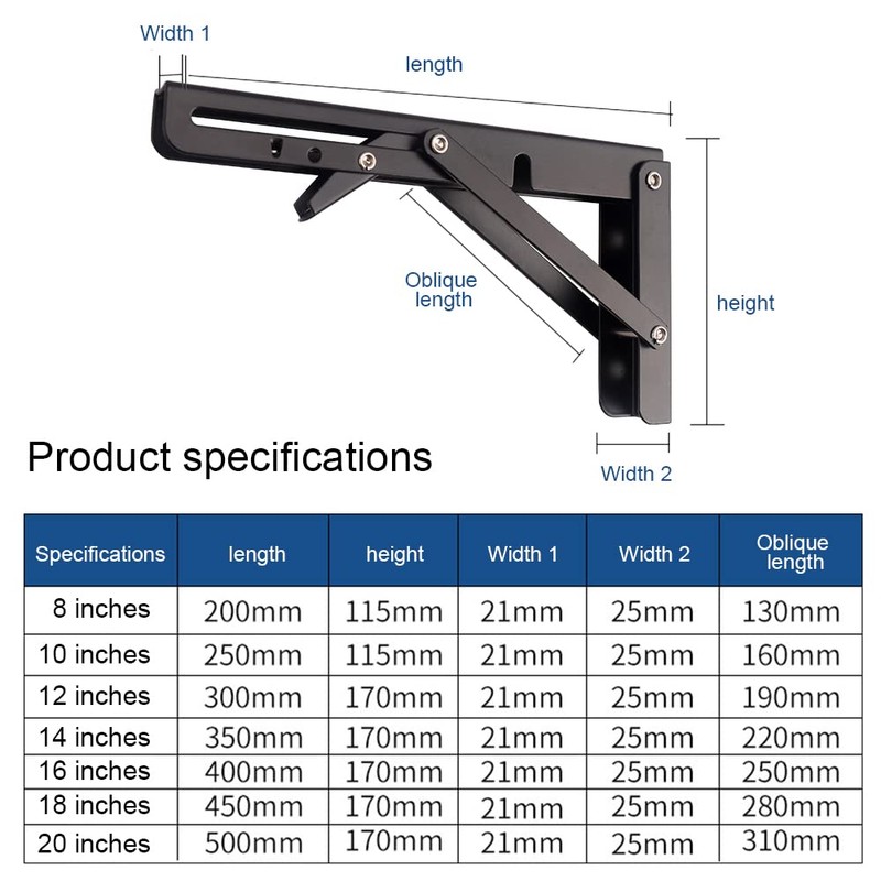 Oudtinx 2PCS Folding Shelf Brackets,Heavy Duty Triangle Shelf Bracket for