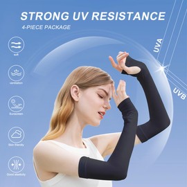 DQST Mangas de Brazo, 4 Pares de Mangas de Brazo de Seda Helada, Mangas de Protección UV Unisex, Mangas de Brazo de Protección Solar, Aptas para Ciclismo, Conducción, Carrera, Pesca