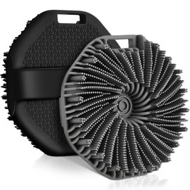 Silicone Body Scrubber, 2 PCS Exfoliating Body Scrubber, Silicone Loofah Bath Brush with Hand Strap, No-Slip Handheld Body Wash Brush Body Scrubbers Shower Cleaning for All Skin Types (Black & Grey)