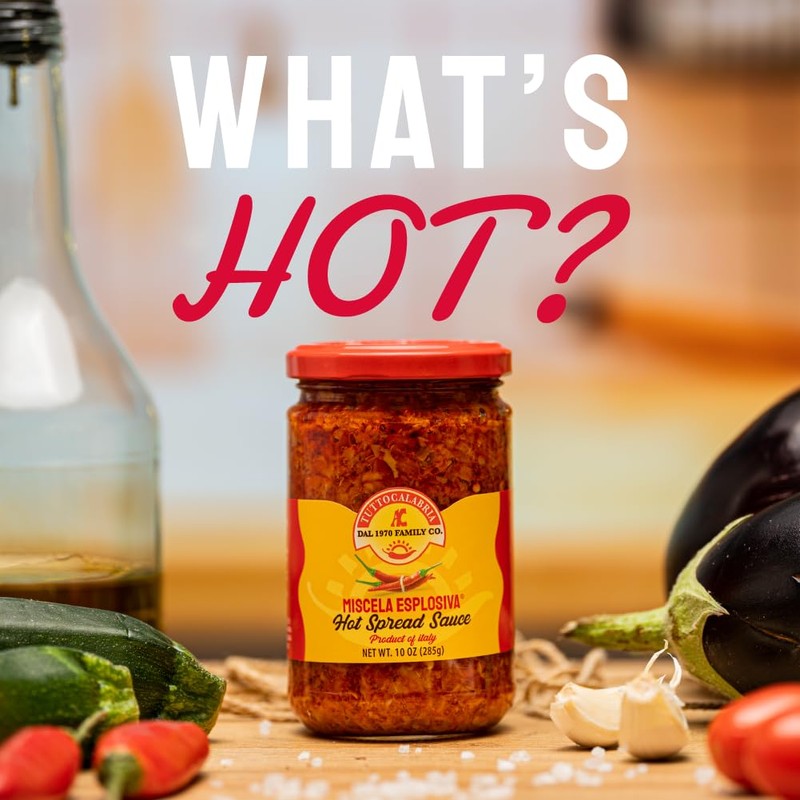 TUTTOCALABRIA Hot Spread Sauce, Miscela Esplosiva, 10 OZ (285g), Minced