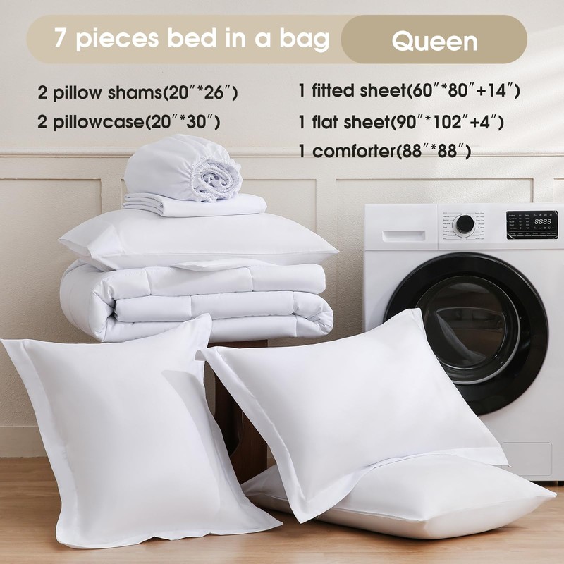 FreshCulture Queen Comforter Set - 7 Pieces All Season Luxury