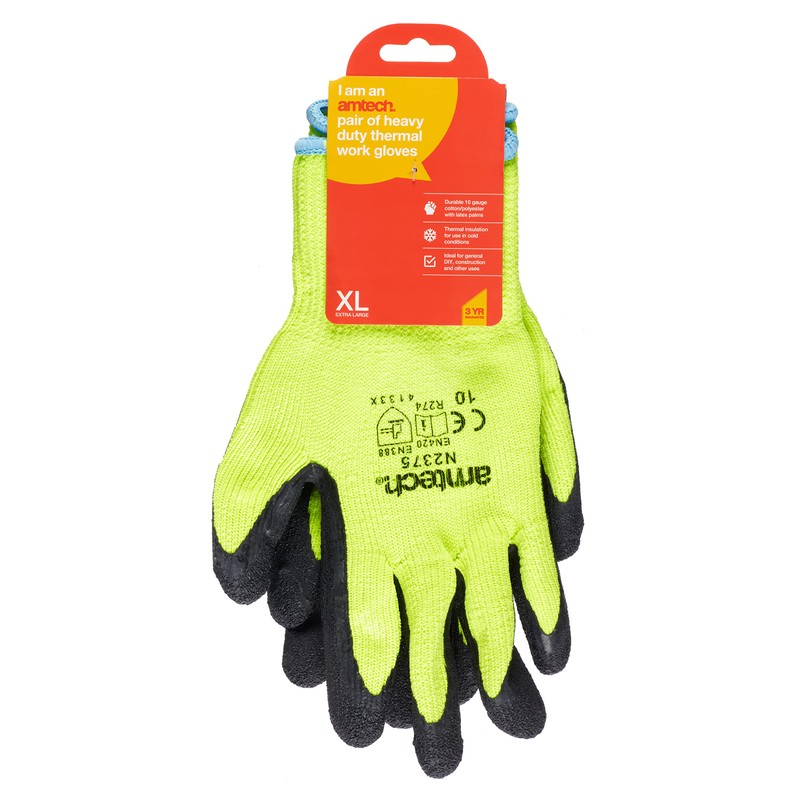 Amtech N2375, Hi-Vis Yellow Thermal Work Gloves XL (Size 10),