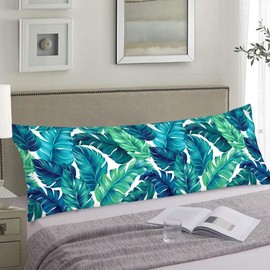 Palm Leaves Body Pillow Cover Green Tropical Leave Summer Palm Tree Leaf Long Pillowcase with Zipper Decorative Cushion Pillow Covers Soft Large Bedding Pillow Cases for Bedroom,Couch,Sofa,20"x54"