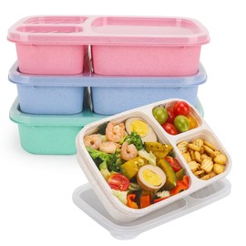 shopwithgreen Bento Snack Lunch Boxes (4 pcs 3 compartment(Small))