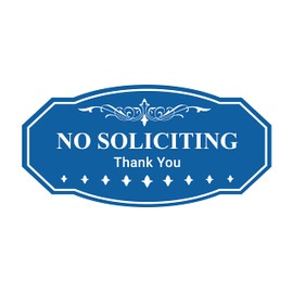 Victorian NO Soliciting Thank You Sign (Blue) - Large