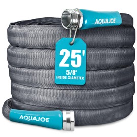 Aqua Joe AJFJH25-58-PRO FiberJacket Non-Expanding Kink-Free Garden, RV, Marine and Camper Hose, Ultra-Lightweight, Drinking Water Safe, ft, 25-Foot x 5/8-Inch