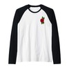 Single Red Rose Pocket Flower Romantic Love Pocket Raglan Baseball