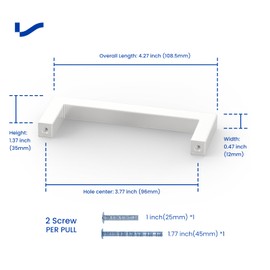 LONTAN Pack of 10 Cabinet Handles, White, Furniture Handles, 96 mm, Hole Spacing Handles for Kitchen Cabinets, Kitchen Handles, Door Handles, Kitchen Cabinet, Stainless Steel