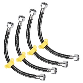 METALLIXITY Faucet Supply Line Connector (300mm/12) 4Pcs, 304 Stainless Steel G1/2 Female to G1/2 Female Water Supply Hose Connector - for Kitchen Bathroom, Black