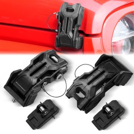 Upgraded Hood Latches with Keys, Hood Latches for 2018-2025 Jeep Wrangler JL JLU 4XE Jeep Gladiator JT, Anti-Theft Hood Lock Catch Latches Accessories, Off-Road Modified Style, 1 Pair, Matte Black