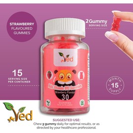 VED Kids Vitamin B12 Gummies for Vitamin B12 Supplement, Energy & Immune System – Vegan - 15 Days Supply, 30 Chewable Kids Vitamins Gummies.(15 Days Supply)