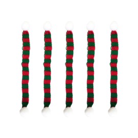 PRETYZOOM 5pcs Christmas Mini Scarf Set Red Green Knitted Scarf with Hairball for Handmade DIY Craft Little Snowman Decor (23cm Long)