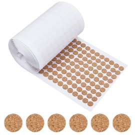 BENECREAT 2000pcs 0.39 Inch Adhesive Cork Pads, Flat Round Cork Dots, Cork Disc Cork Mat for Cabinets and Table Top Items, Non-Slip Furniture Protectors, 1.5mm Thick