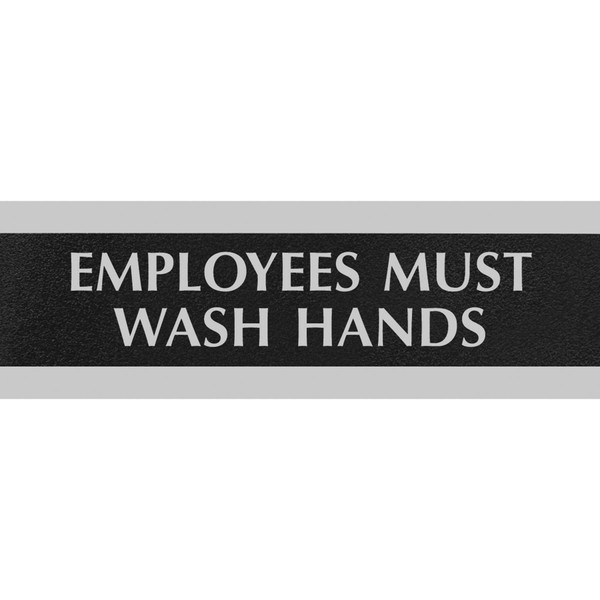 HeadLine Sign Century Series 3 x 9 Inch Employees Must Wash Hands Sign, Black and Silver (4782)
