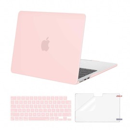 MOSISO Compatible with MacBook Air 13 inch Case 2025 2024 2023 2022 M3 A3113 M2 A2681, Plastic Hard Shell&Keyboard Cover&Screen Protector Compatible with MacBook Air 13.6 inch Case M2 M3, Chalk Pink