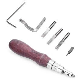 Utoolmart Groover Tool, 7 in 1 Adjustable Stitching Groover and Creasing Edge Beveler,Leathercraft Carving Cutting Kits for Trimming, Digging, Cutting, Multifunctional
