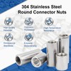 MroMax M8x30mm Round Connector Nuts, 304 Stainless Steel Threaded Sleeve