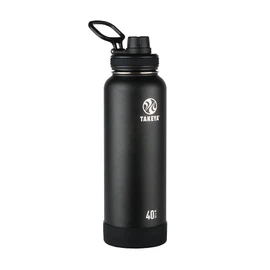 Takeya Actives Water Bottle with Spout Lid - Bottle with Double Stainless Steel Insulation - Dishwasher Safe & BPA-Free - Bottle with Spout Lid & Removable Bumper - 40 oz, Onyx