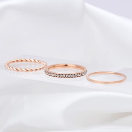 Joacii 18K Gold Plated Rings Stackable Rings for Women Twisted Rope Rings Layering Band Comfort Fit Size 6 to 10, Circle Zircon, Zircon gemstone.