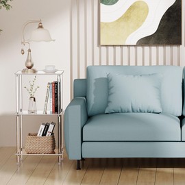 Bkemiy Clear Acrylic Side Table, 15.7" L x 11.8" W x 30.7" H, 3-Tier End Table for Living Room, Small Modern Bedside Tables Nightstand for Bedroom, Home Decor Accent Table