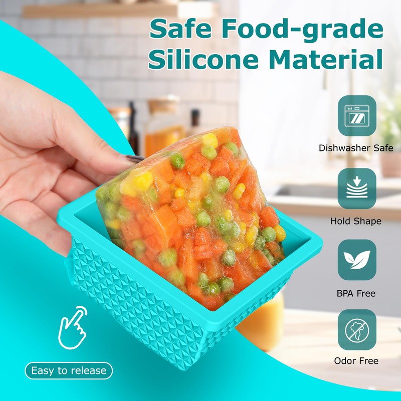 Silicone Freezer Molds for Soup Cube - 2-Cup Freezer Storage